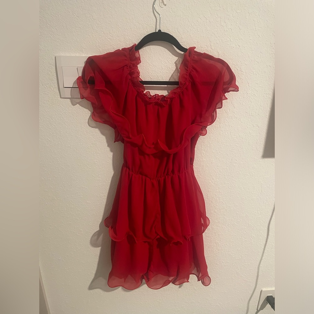 Off shoulder red dress